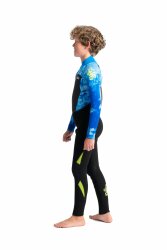 C-Skins Legend Junior Back Zip Steamer 4/3 Kinder Neoprenanzug Black/ Blue Tie Dye/ Lime