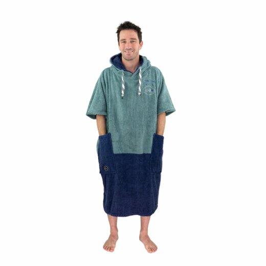 ALL-IN Organic V Poncho Blue Green/ Navy