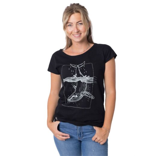 Zerum Frauen T-Shirt Lea Black Whale Square