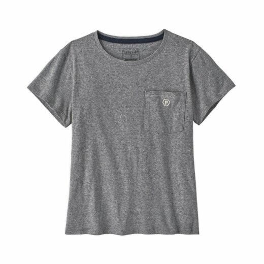 Patagonia Ws Climb Bloom Pocket Responsibili-Tee Gravel Heather M