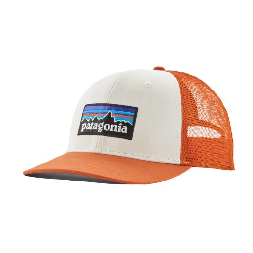 Patagonia P-6 Logo Trucker Hat White W/Redtail Rust