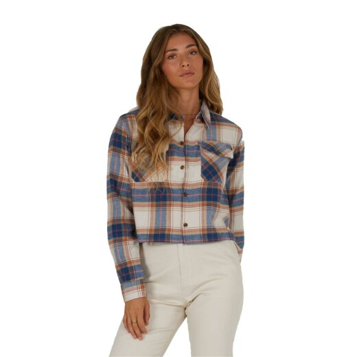 Salty Crew Stay Golden Crop Flannel Hemd Natural