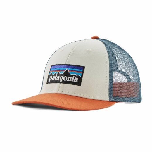 Patagonia P-6 Logo LoPro Trucker Hat White w/Redtail Rust