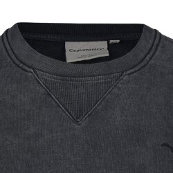 Cleptomanicx Boxy Crewneck Ligull Washed Blue Graphite